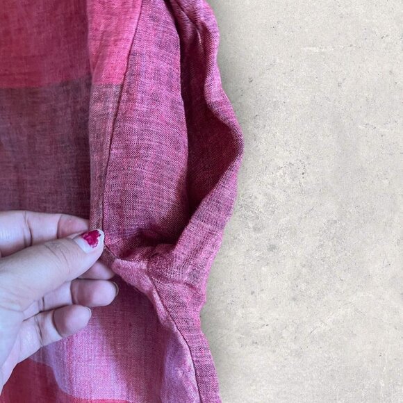 Mara Gibbucci 100% Linen Oversized Tank Size Large Red Striped Pockets Lagenlook - Picture 7 of 11